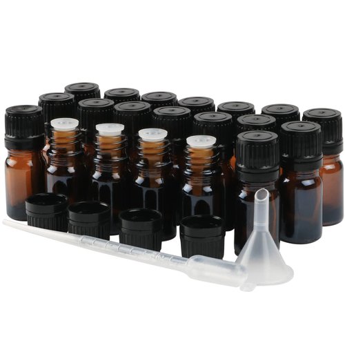 Wresty 20 Pack 5ml Amber Glass Essential Oil Bottles with Dropper, Perfect for Essential Oils, Perfume, Aromatherapy