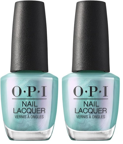 OPI Nail Lacquer, Sheer & Soft Pearl Finish Blue Nail Polish, Up to 7 Days of Wear, Chip Resistant & Fast Drying, Fall 2023 Collection, Big Zodiac Energy, Pisces the Future, 0.5 fl oz (Pack of 2)
