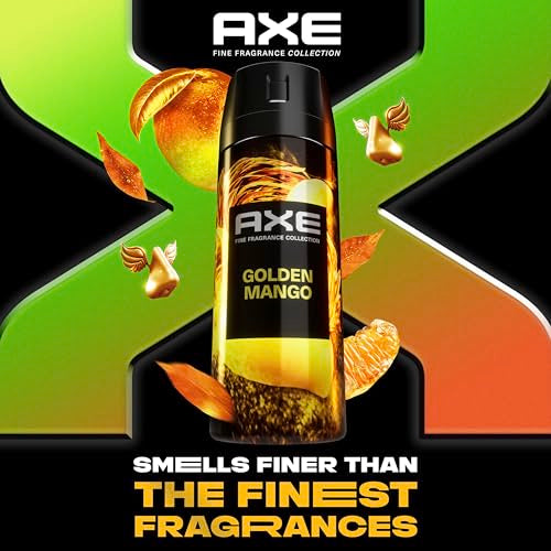 AXE Fine Fragrance Collection Premium Deodorant Body Spray for Men Golden Mango With 72H Odor Protection and Freshness Infused with Mango, Mandarin, and Vetiver Essential Oils 4 oz