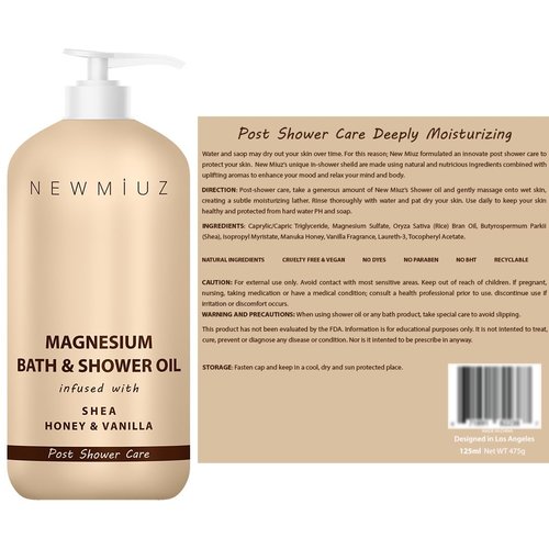 New Miuz Magnesium InShower Body Conditioner Soft Skin Post Shower Care Moisturizer for Body Legs Bath Oil for Dry Skin Shea Butter Honey Vanilla Self Care Spa Gift