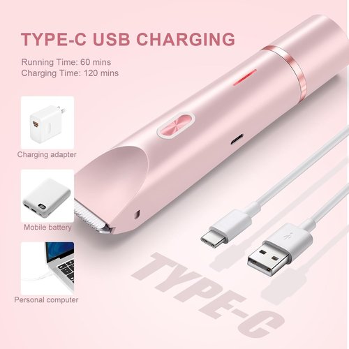 Bikini Trimmer for Women,2025 New Bikini Shaver,Electric Razor & Shaver with Dual Ceramic Blades,Painless Hair Removal,Rechargeable Razor Body Hair Trimmer for Wet & Dry Use
