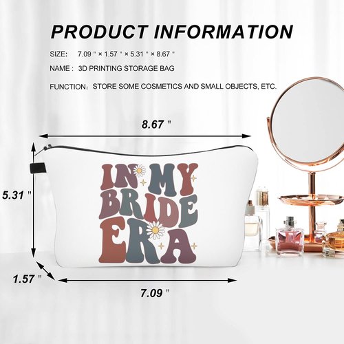 Baobeily In My Bride Era, Funny Engagement Gifts for Bride - Bridal Shower & Bachelorette Party Cosmetic Bag for Women