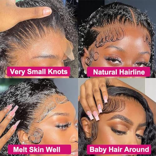 Tuneful Deep Wave Lace Front Wigs Human Hair Pre Plucked 220 Density 13x6 HD Transparent Lace Frontal Human Hair Wig 22 Inch Glueless Curly Wigs Human Hair for Women