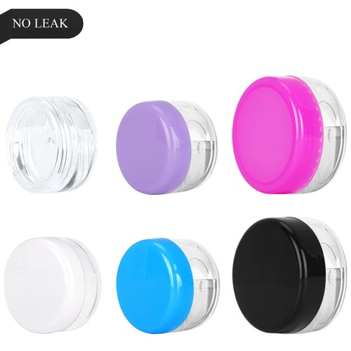 200PCS 3 Gram Sample Containers, 3ml Empty Jars with Lids, Small Cosmetic Containers, Mini Sample Jars with 16PCS Mini Spatulas for Make Up, Oils, Lotion, Powder, Paint, Jewelry, Lip Balms(Black Lid)