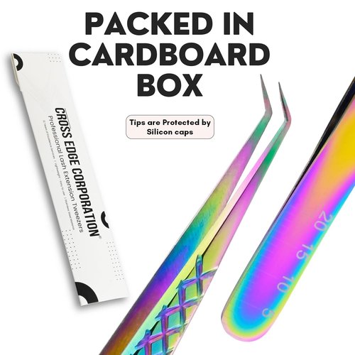 My Lash Tools Eyelash Extension Curved Degree Tweezers for Isolation Lash Extensions 14cm, Best for Individual Isolation & Classic Lashes Japanese Stainless Steel Eyelash Twisers (Rainbow)