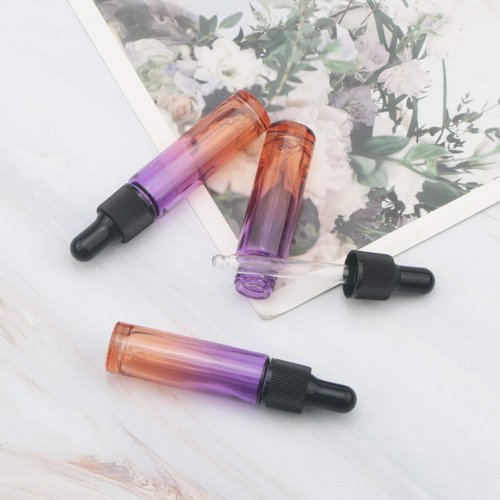 Ellbest 14pcs 10ml Essential Oil Glass Dropper Bottle Colorful Glass Vilas with Eye Dropper for Travel, Carrying Outside (Purple Orange Gradient)