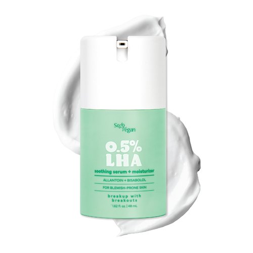 SoloVegan LHA Serum + Moisturizer | Hydrating, Moisturizing, Vegan Korean Skincare for Sensitive, Acne-Prone Skin (Facial Serum, 1.62 fl.oz)