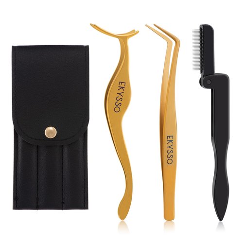 Lash Applicator Tools, 3-in-1 Cluster Eyelash Applicator Kit, Precision Lash Tweezers for Clusters & Strip Lashes, DIY Eyelash Cluster Tweezers Set