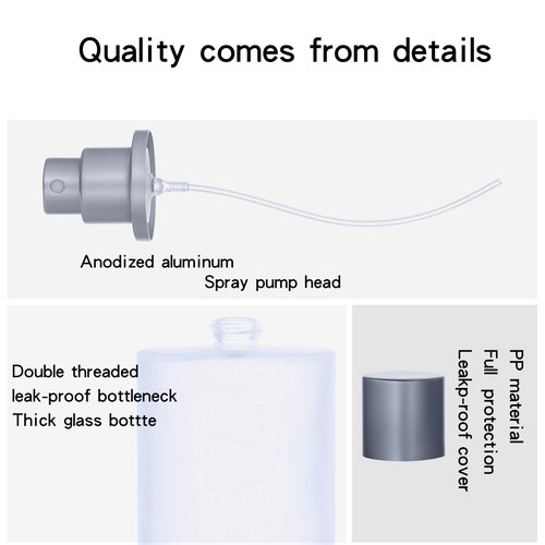 Jxcmeng 4 Pack 100ml/3.38 Oz Empty Frosted Glass Spray Bottle Perfume Atomizer, Refillable Spray Empty Perfume Bottles Fine Mist Atomizer Cosmetic Container for Travel (4 Pcs 100ml Frosted Bottles)