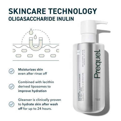 Prequel Skin Gleanser, Moisturizing Glycerin Face Wash, Professional Strength Face Cleanser for Women, Unscented Sensitive and Dry Skin Face Wash Pump Bottles - 6.75 fluid ounce (Pack of 2)