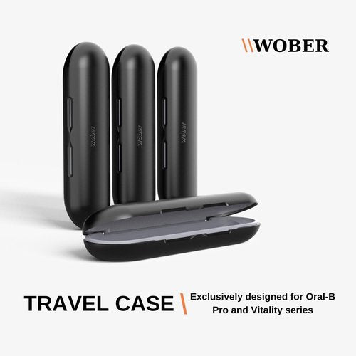 wober Oral-B Pro 1000 Plastic Travel Case, Compatible with Oral-B Pro 1000/1500/2000/3000/3500/Vitality Electric Toothbrush Only, Hard Protective Cover, Portable Toothbrush Holder (Black wihtout bag)