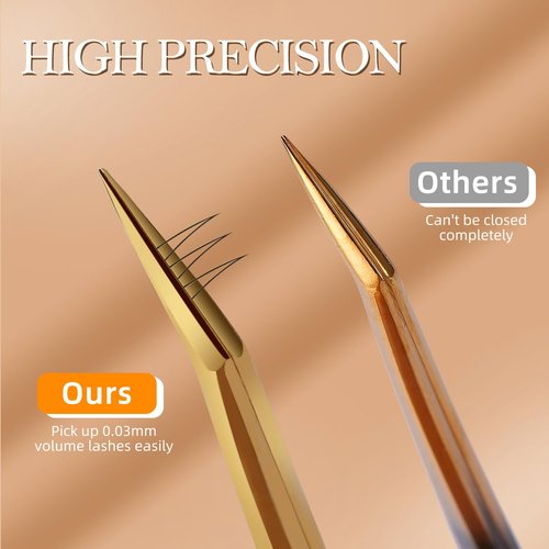 FungChoi 5pcs Eyelash Extension Tweezers, High Precision Lash Tweezers Scissors Set, Straight and Curved Eye Lash Tweezers for Extensions, with Storage Box