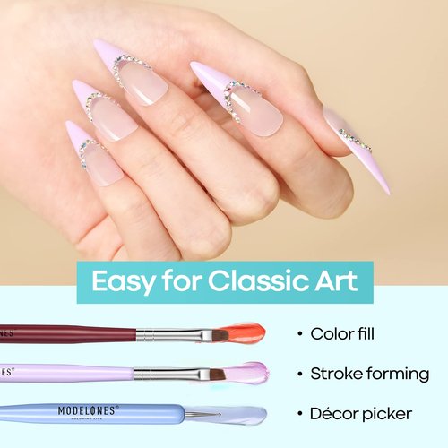modelones Gel UV LED Nail Lamp with UV Gloves and Nail Art Brushes Set, Nail Art Design Pen Painting Tools with Nail Extension Gel Brush, Nail Art Liner Brush and Nail Dotting Pen for Gel Polish Mani