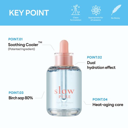 slowpure Hydration Texture Serum 50ml (1.69 fl.oz.) | Hydrating, Moisturizing & Soothing | Smooth Skin Texture, Skin Barrier, Glass Skin | Hyaluronic Acid, Ectoin, Birch Sap | Korean Skincare