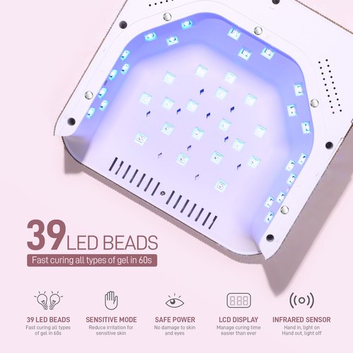 GAOY Cordless UV LED Nail Lamp for Gel Nails, Rechargeable UV Light, Professional Nail Dryer with 4 Timers, Automatic Sensor and Sensitive Mode for Fast Curing, AB Diamond