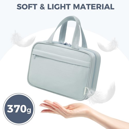 prezon Toiletry Bag For women,Portable Hanging Organizer,4 Leakproof Compartment for full-sized Conditioner, Brushes Set, Makeup Accessories,Visible and easy to access.M-blue
