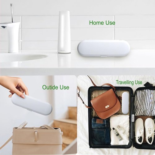 HORNORM Electric Toothbrush Travel Case for Oral-B Toothbrushes & 6Pcs Reusable Toothbrush Head Covers Compatible with Oral B Electric Toothbrush Heads (White)