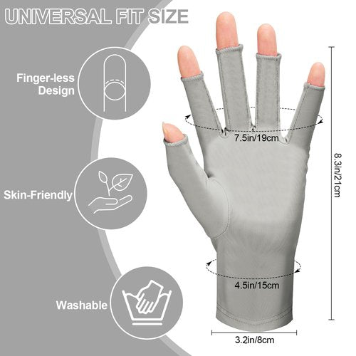 chemotex UV Nail Gloves: Professional UPF50+ Gel Manicure Protection - Art Skin Care Fingerless Gloves for Gel Nail Lamp, Gray