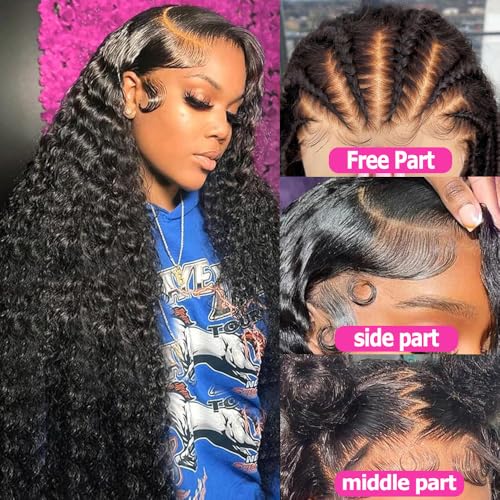 32 Inch Deep Wave Lace Front Wigs Human Hair 200 Density 13x6 HD Lace Frontal Wigs Human Hair Pre Plucked Deep Curly Lace Front Wigs For Women