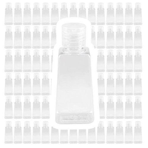 JAPCHET 80 PCS 2 oz Clear Plastic Travel Bottles with Flip Cap, Travel Size Refillable Flip Top Bottles, Small Portable Flip Cap Containers for Lotion, Essential Oils, Shampoo and Toiletries