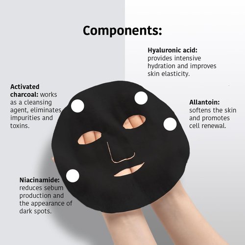 IROHA NATURE Rebalancing & Hydrating Tissue Face Mask | 15 Pieces | With Charcoal & Hyaluronic Acid | Deep Purifying for Clean, Clear Skin | Results in 15 Minutes | 100% Vegan