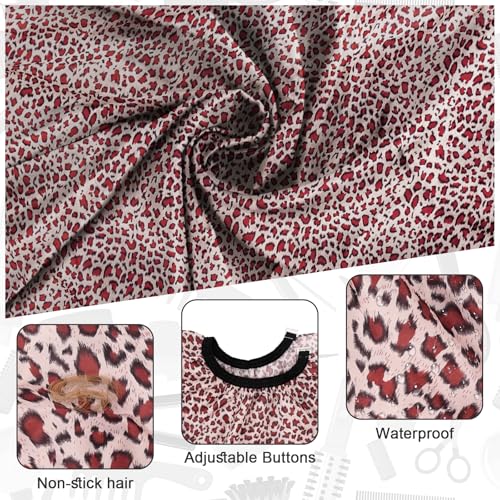 NICEMOVIC Hair Cutting Barber Cape with Neck Duster Brush and Barber Brush, Professional Barber Accessories Cleaning Supplies for Salon Haircut Styling- Leopard Print