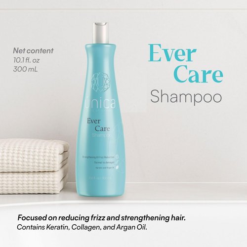 U ÚNICA WORK OF BEAUTY Ever Care Smoothing Shampoo – Keratin, Collagen & Argan Oil for Frizz Control, Repair & Hydration – Daily Lightweight Cleanser for Dry, Curly & Damaged Hair – 10 oz
