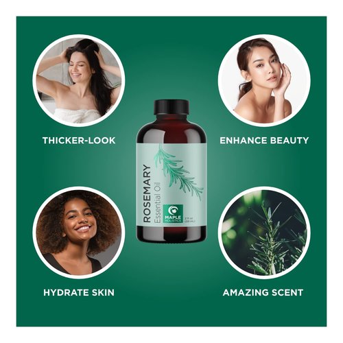 Maple Holistics Rosemary Hair Oil Set (2 Fl Oz) for Dry Scalps, Fine Hair Regrowth - Biotin, Sulfate-Free Shampoo with Natural Ingredients, Unisex