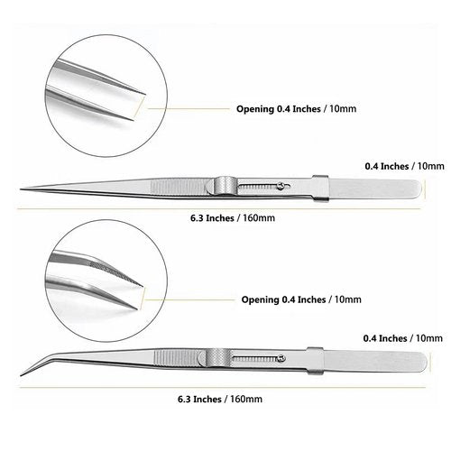 OULIGET Adjustable Slide Lock Nail Art Tweezers Set,Precision Rhinestone Jewel Craft Tweezers, Anti Static Locking Tweezers for DIY Nail Stickers Nail Art,2 Pieces