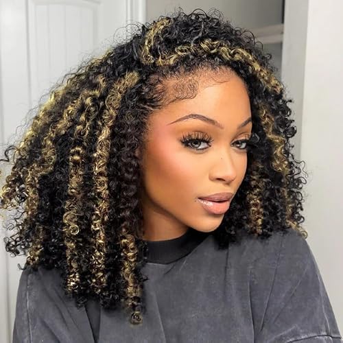 250% Density Kinky Curly Half Wig Human Hair Update 3 In 1 Seamless Flip Over Wigs Human Hair Wear and Go Glueless Wig Beginner Friendly Drawstring Wig for Black Women 20 Inch