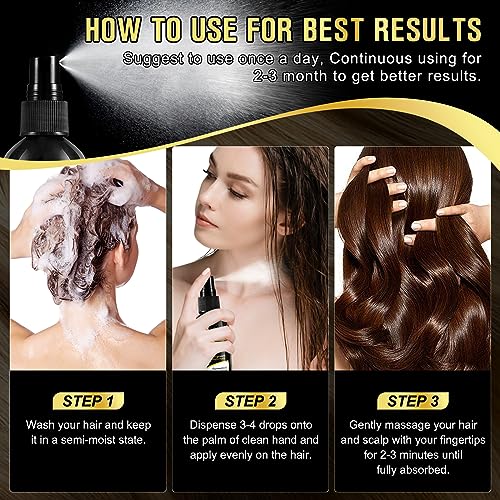 Organic Black Rice Water Spray for Hair Growth, A Solution with Castor Oil & Ginger Root Extract for Thicker, Fuller Hair, Targets Hair Loss and Repairs Damage 200ml/6.4 fl.oz (2 PC)