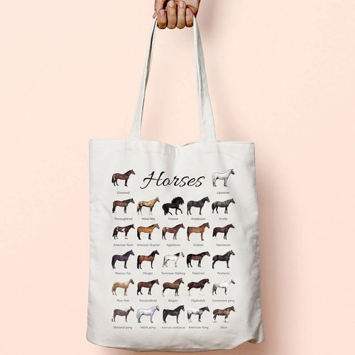 TOBGBE Horse Travel Bag - Inspirational Floral Equestrian Gift for Women (Many Horses)