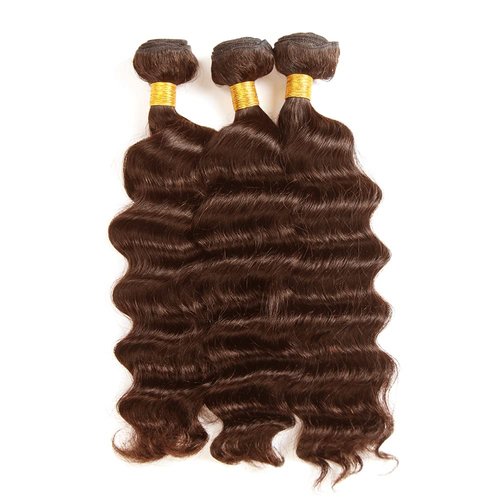 Brown Human Hair Bundles #4 Deep Wave 3 Bundles 10 12 14 inch Brazilian Unprocessed Virgin Hair Chocolate Brown Wet and Wavy Bundle