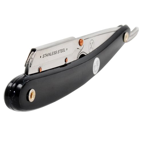 Parker SRB Straight Edge Barber Razor – Stainless Steel Blade Arm & Resin Handle – Uses Half Double Edge Razor Blades – Includes 5 Pre-Cut Blades – Professional Shaving Tool
