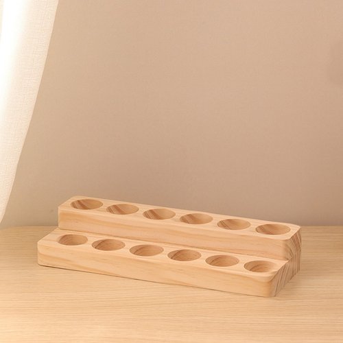 LONG TAO Essential Oil Display Stand Solid Wood Essential Oil Holder with 2 Tier Display Organizer Essential Oils Box Organizer Storage Rack for Organizing Displaying Holds 12 Bottles Shelves for Oil