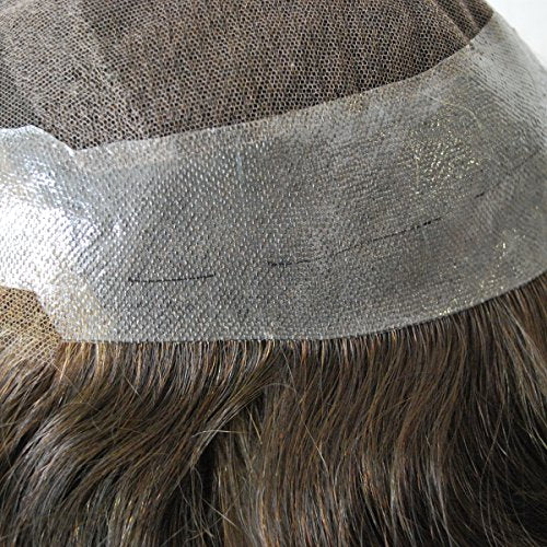 Toupee for Men Dark Brown Human Hair System Unit Hair piece #2 Pu Lace in Stock