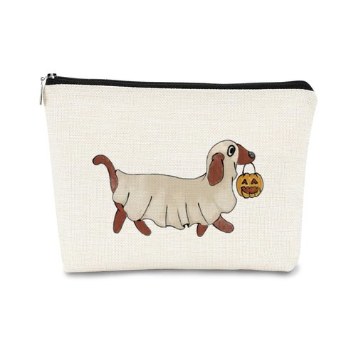 BARPERY Halloween Bags for Women - Boo Basket Stuffers, Cute Dachshund Ghost Pumpkin Makeup Bag, Party Favors & Gifts