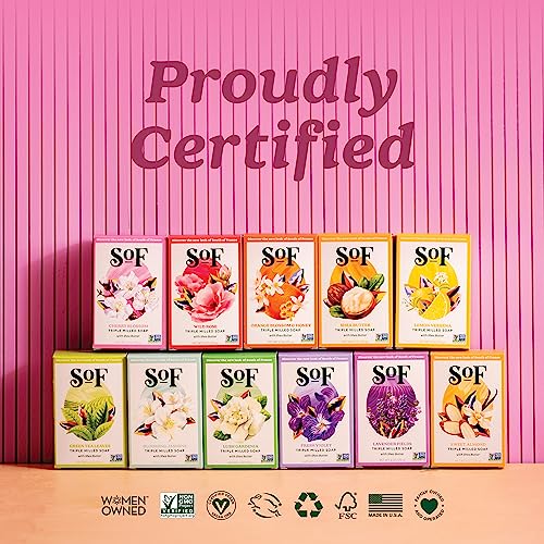SoF Triple Milled Bar Soap - With Coconut Oil & Organic Shea Butter- Vegan & Non GMO- Free From Phthalates, Sulfates & Parabens- Variety Pack - 6 oz Bar 6 Bars