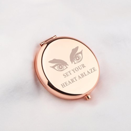WUSUANED Anime Manga Mirror Inspirational Gift Set Your Heart Ablaze Anime Inspired Gifts Rengoku Slayer Makeup Mirror (Set Your Heart Ablaze Mirror)