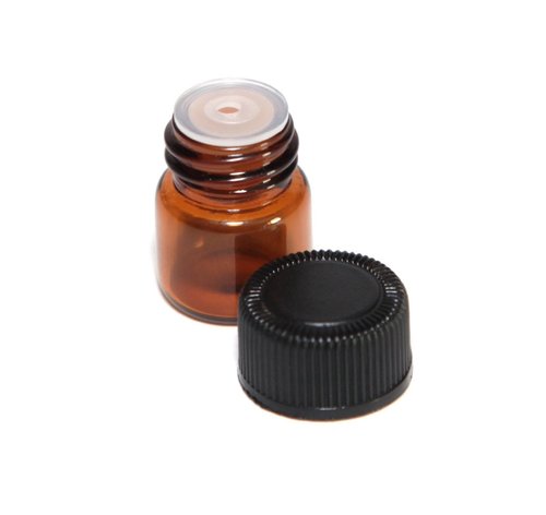 Elfenstall- 100pcs 1ml (1/4 dram) Amber Mini Glass Bottle 1cc Amber Vial Small Essential Oil Perfume liquid Sample Bottle + 1PC Clean Cloth