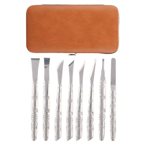 Footstep Horny Tool, Remove 8 Pcs of Stainless Steel Foot File Horny Remover Foot Calluse Shaver Pedicure Tool Set, Foot Skin Planer Foot Stone Foot Board
