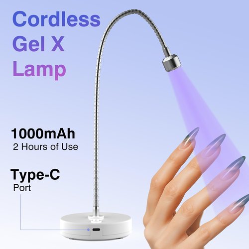 NailFace Flash Cure Lamp for Gel X Nails Cordless Gooseneck UV Lamp Gel X Lamps Portable UV LED Nail Light Rechargeable Nail Dryer for Home & Salon 4.7W