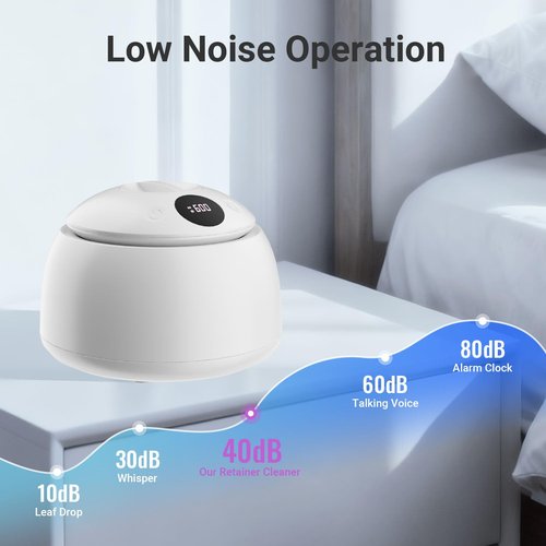 PUPDUMM Ultrasonic Retainer Cleaner Machine, 45kHz & 200ML Dental Cleaning Pod for Dentures, Aligners, Mouth Guards, Braces, Toothbrushes & Jewelry, Ultrasonic Cleaner with Digital Timer
