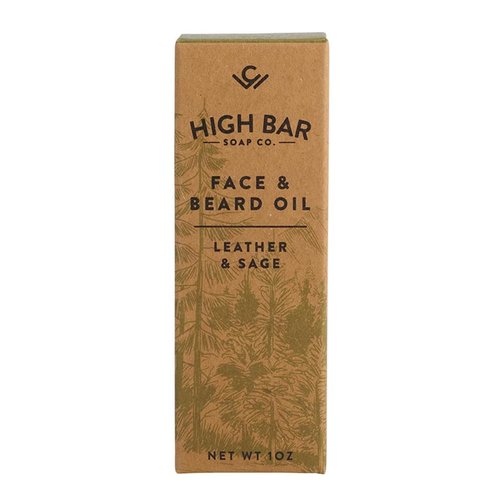 COLE WHEELER Vegan Leather & Sage Fragrance Face and Beard Oil, Natural Moisturizing, Vegan, Animal Fat Free, 1oz