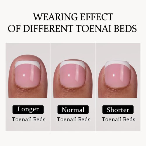 BTArtbox French TIp Press on Nails Toenails Short - Timeless Grace & White French