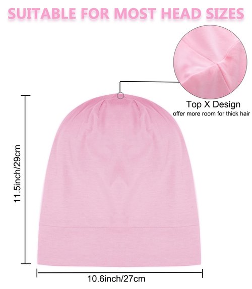 Satin Lined Sleep Cap Bonnet for Sleeping Women, Silk Satin Bonnet for Curly Braids Hair Wrap Cover Night Cap Slouchy Beanie Pink