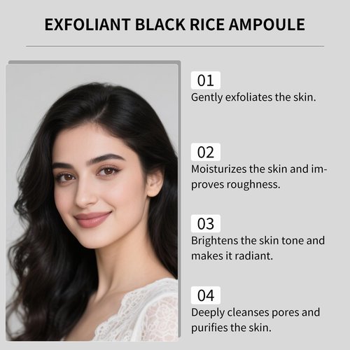 BEBIR Peel Shot Glow Rice Ampoule Duo–2 PCS White & Black Rice Facial Serum Lightweight Hydrating Formula for All Skin Facial Exfoliator Pore Refining Dead Skin Cells Remover