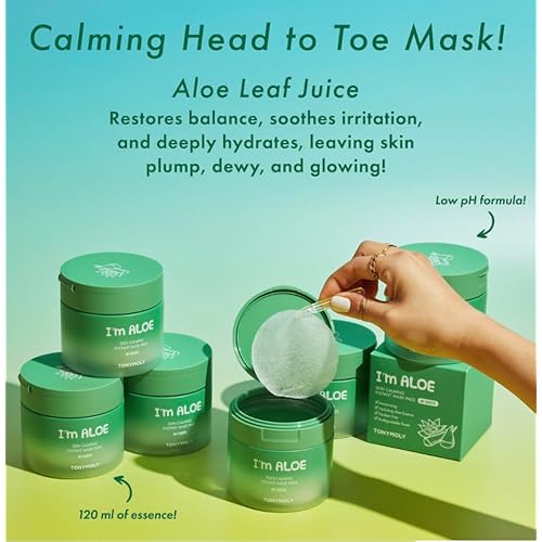 TONYMOLY I¡¯m Aloe Skin Calming Mask Pads 80 Biodegradable Sheets for Sensitive, Dry Skin Hydrating, Moisturizing, Soothing Korean Skincare