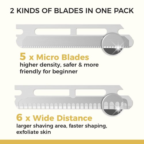 Dermaplaning Razor and 10pcs Wide Blade Refills and 10pcs Micro Blade Refills