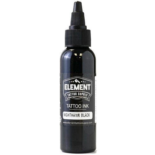 Element Tattoo Supply Nighthawk Black Tattoo Ink 2 oz Bottle Professional Tatto Ink Super Dark Formula for Lining Shading Mixing and Consistent Color On Human Skin